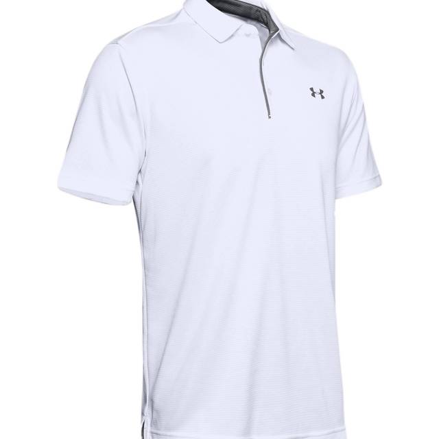 Under Armour Herren Tech atmungsaktives Poloshirt komfortables und kurz rmliges Sportshirt mit loser Passform, White / Graphite Graphite, XXL EU