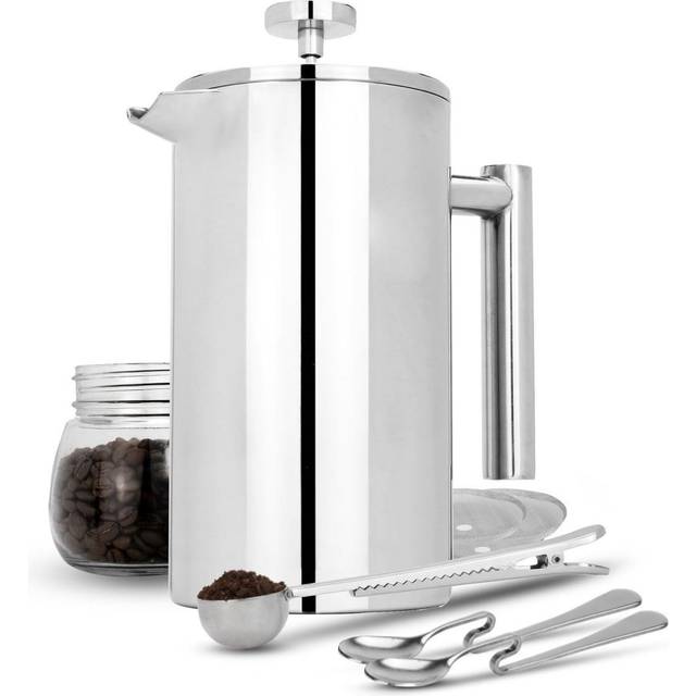 French Press Cafetiere Steel Coffee Maker 1000ml | M&W