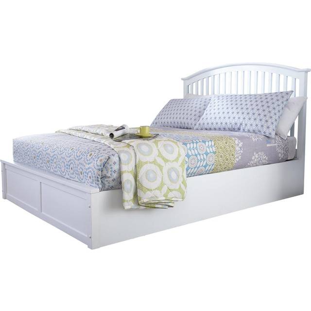 Madrid Wooden Ottoman Bed Double White, White