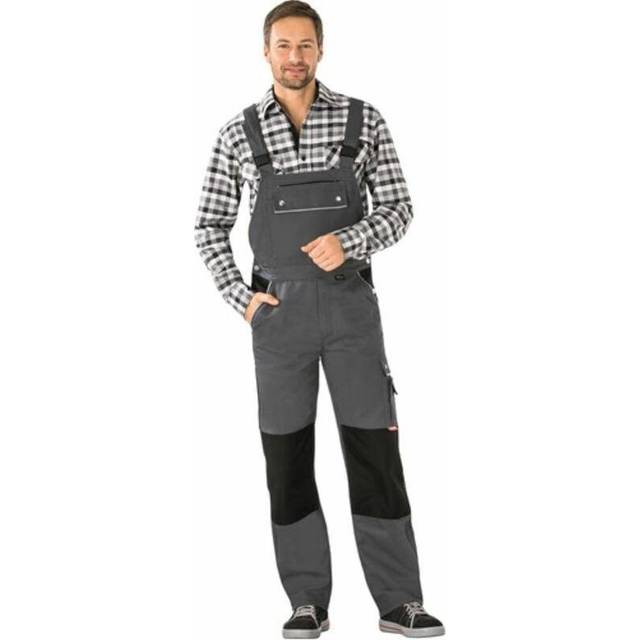Latzhose Canvas grau-schwarz 48