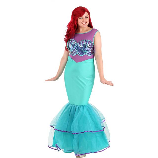 Plus Size Shell-a-brate Mermaid Costume for Women - Purple&#47;Blue (1X)
