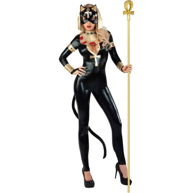 Plus Size Women's Egyptian Catsuit Costume | Plus Size Egyptian Costumes - Black&#47;Orange (1X)