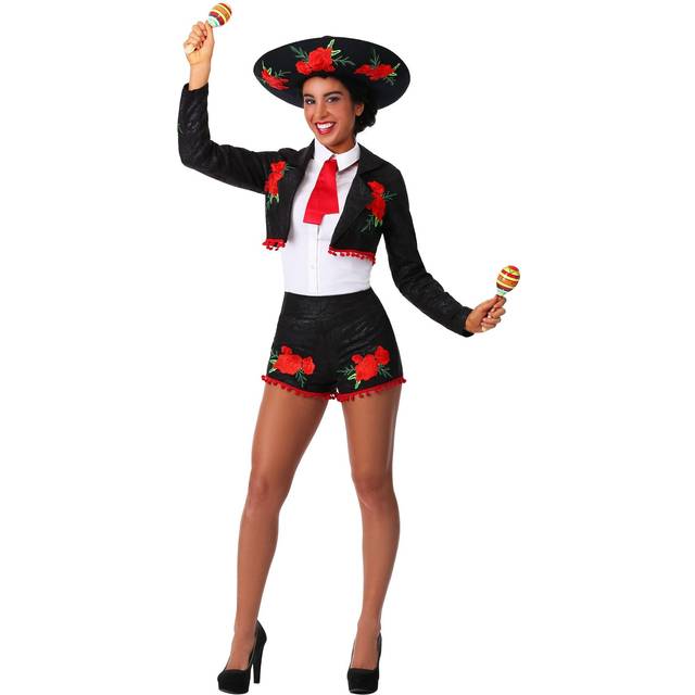 Flirty Mariachi Costume for Women | International Costumes - Black&#47;Green&#47;Red (XS)