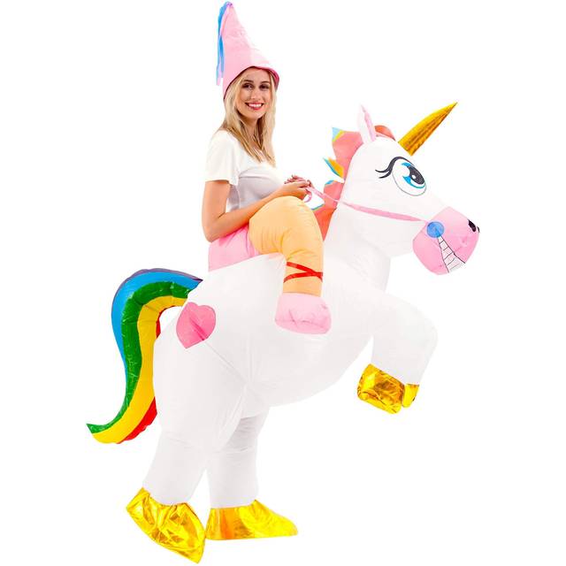 Inflatable Unicorn Ride-On Costume for Adults | Inflatable Costumes - Orange&#47;Pink&#47;White (One-Size)