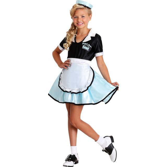 Kids Car Hop Girl Costume | Girl's Halloween Costumes - Black&#47;Blue (XL)