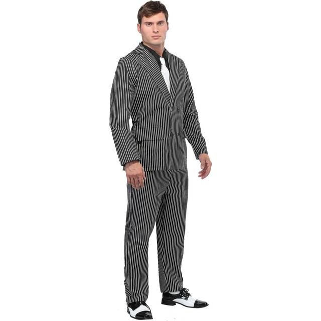 Wide Pin Stripe Gangster Costume for Men - Black&#47;White (XL)