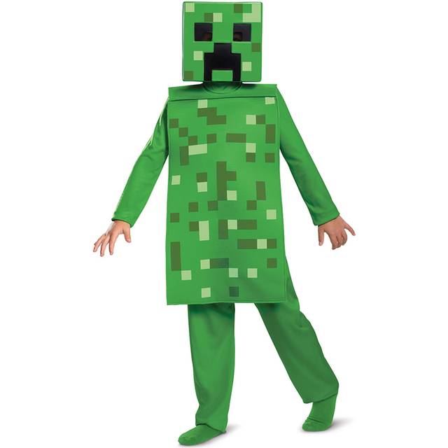Minecraft Classic utklädning Small - 4-6 år - Creeper Jumpsuit med mask