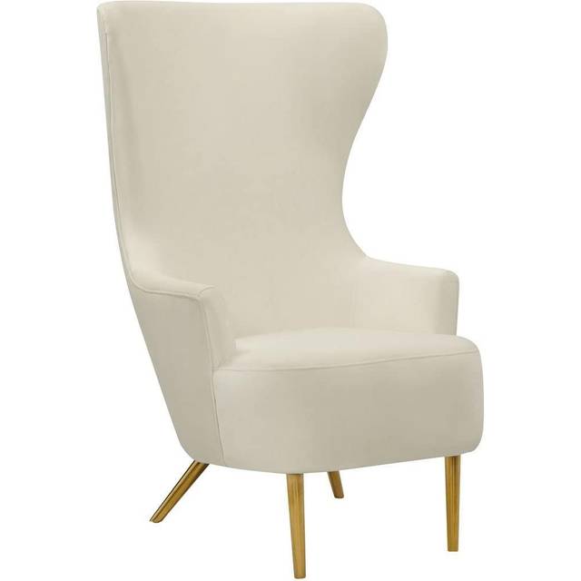 Julia Wingback Chair - Velvet/Wood - L87.9 x W77 x H129.5 cm - Cream