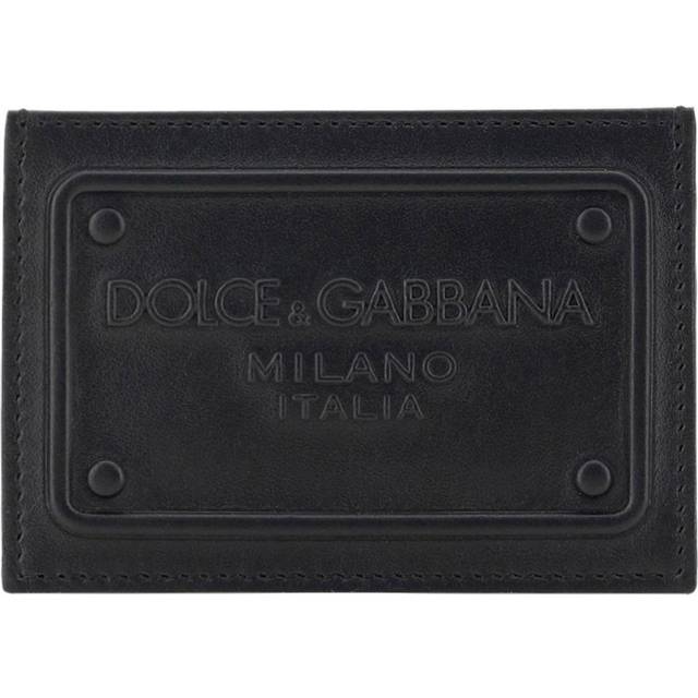 Dolce & Gabbana, Wallets & Cardholders, male, Black, ONE SIZE, Black Leather Cardholder for Men