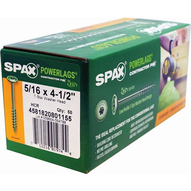 SPAX 4581820801155 516 x 412 TStar Washer Head Black HcR (High corrosion Resistant) PowerLag contractor Pax (50 Pieces per Box)