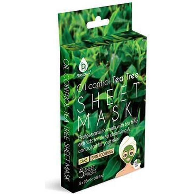 Pursonic  Oil Control Tea Tree Sheet Mask for Acne Prone Skin Reducing Blackheads and Whiteheads  Moisturizing  Soothing Pack of 5