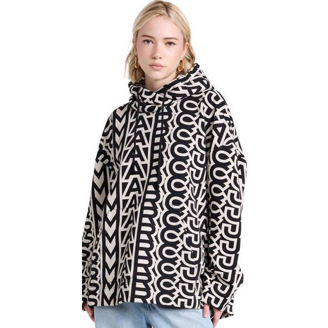 MARC JACOBS Marc Jacobs The Monogram Oversized Hoodie in Black/Ivory, Size Medium