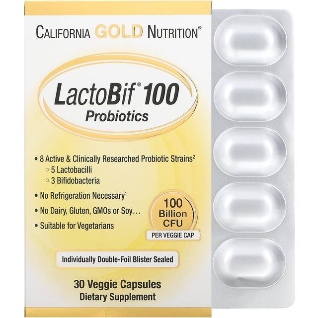 California Gold Nutrition  LactoBif® 100 Probiotics  100 Billion CFU  30 Veggie Capsules