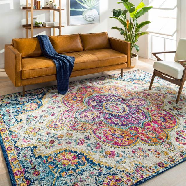 Rabat Vintage Rug - Area Rugs Living Room, Hallway Floor, Kitchen Carpet - Traditional Multicoloured Boho Rug, Easy Care Pile - Large Rug 120x170 cm