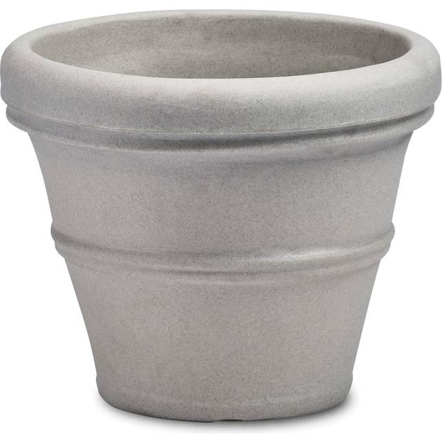 Crescent Garden Brunello Planter  Classic Rolled-Rim Plant Pot  12-Inch (Weathered Stone)