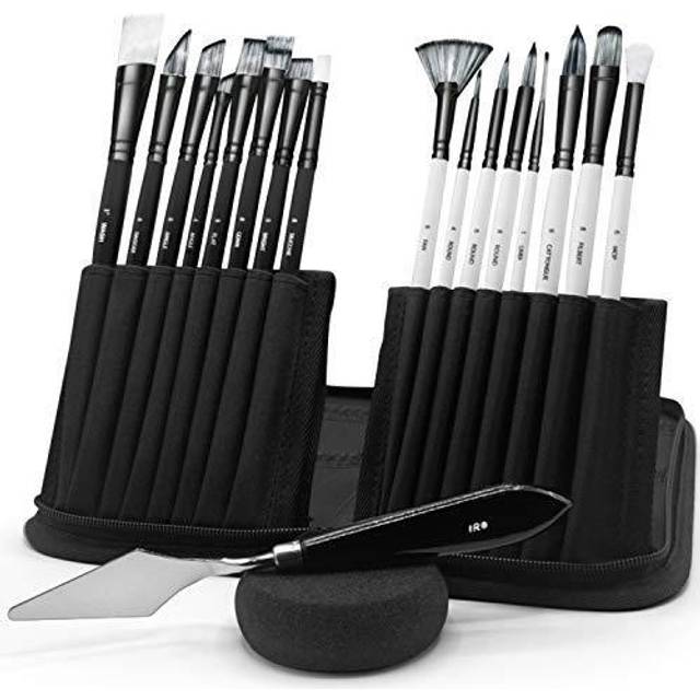 IRO Artist Paint Brush Set of 15 Professional Flat Paint Brushes for Acrylic Painting and Oil Paints. Round Watercolor Paint Brushes and Gouache.