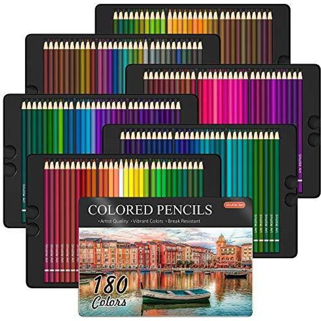 Shuttle Art 180 Colouring Pencils, Soft Core Coloured Pencils Set with 4 Sharpeners, Professional Colour Pencils for Artists Kids Adults Colouring