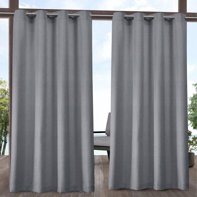 "Exclusive Home Biscayne Indoor/Outdoor Two Tone Textured Grommet Top Curtain Panel  54""""""""x96""""""""  Navy  Set of 2"