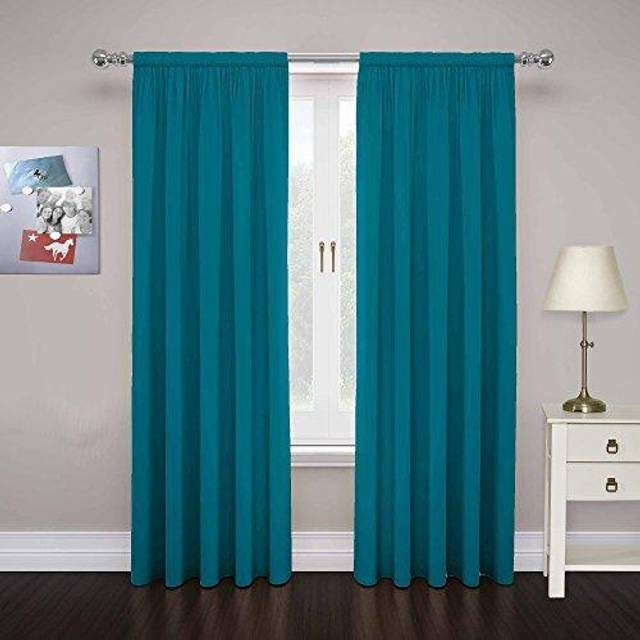Pairs to go cadenza Modern Decorative Rod Pocket Window curtains for Living Room (2 Panels), 40 in x 84 in, Teal