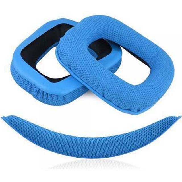 Geekria Earpad + pannband kompatibelt med Logitech G430 G930 hörlurar öronkudde + ersättningspannbandsdynor/reparationsdelar kostym (blå)