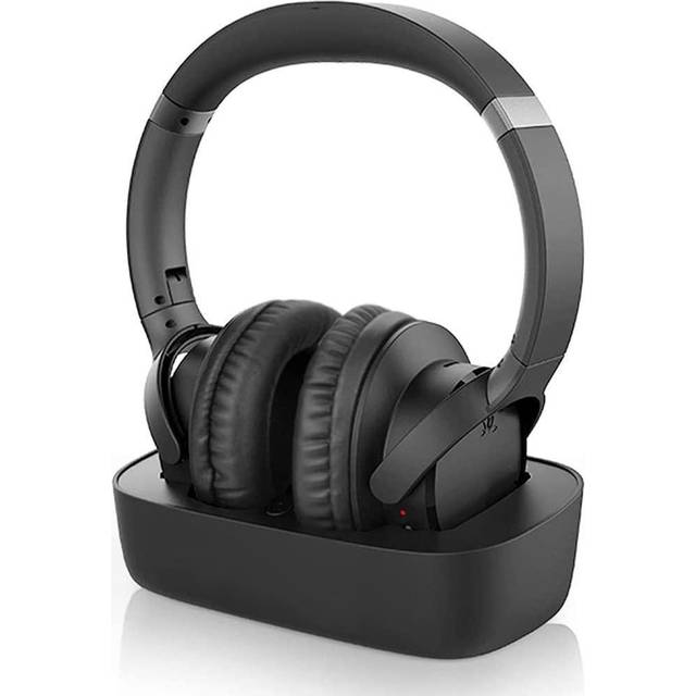 Avantree Ensemble - Trådlöst headset för TV och sändare Bluetooth Laddningsstation Universal kompatibel (RCA AUX-optik), 35 timmars batteritid, TV-ljud med låg latens