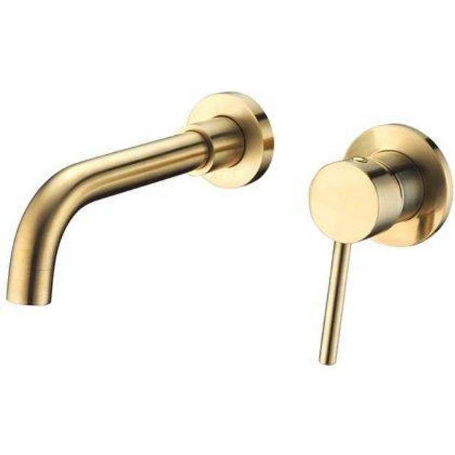 Sumerain Wall Mount Bathroom Faucet Brushed Gold Single Handle with Brass Roughin Valve
