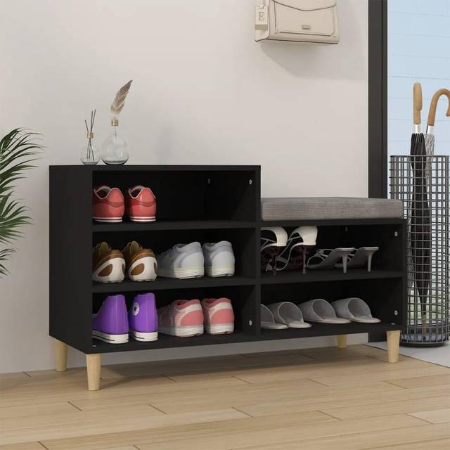 vidaXL Shoe Cabinet Black 102x36x60 cm Engineered Wood