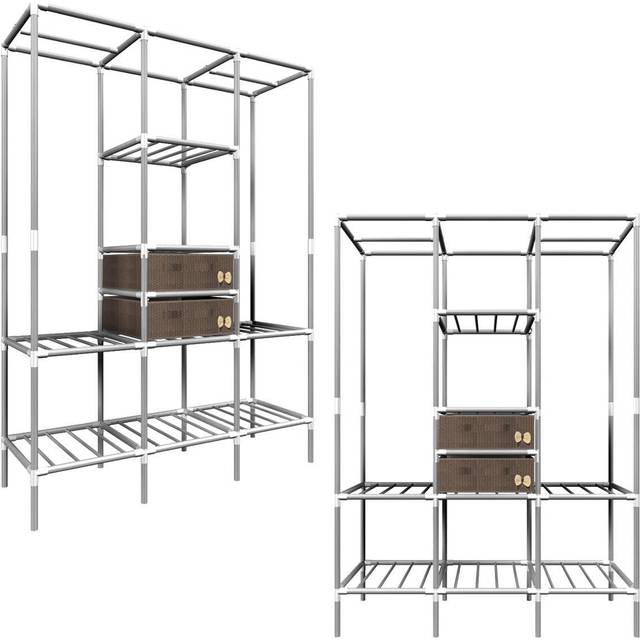eyepower XL Set of Shelves 178x128x44.5 cm with 2 drawers and tidy rails Metal