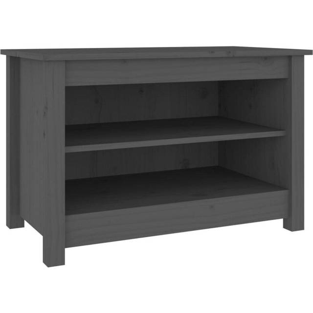 vidaXL Skobänk grå 70x38x45,5 cm massiv furu