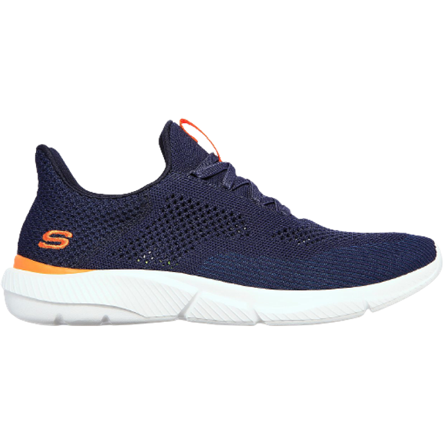 Skechers herr sportskor Ingram Brexie, Marinblå stickat nät orange trim, 46 EU