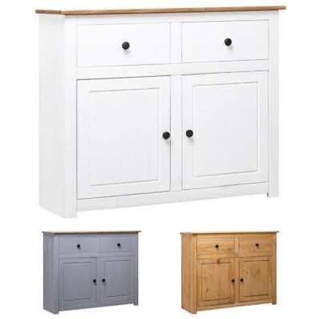 vidaXL Sideboard Grey 93x40x80 cm Solid Pinewood Panama Range