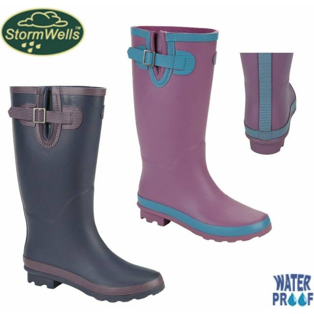 Stormwells blizzard womens classic fashion wellington rainboots pink wide fit