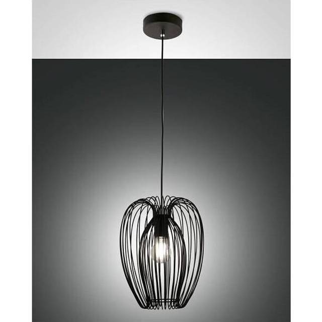 Fabas Luce Camp hänglampa, Ø 25 cm, svart, trådkorg