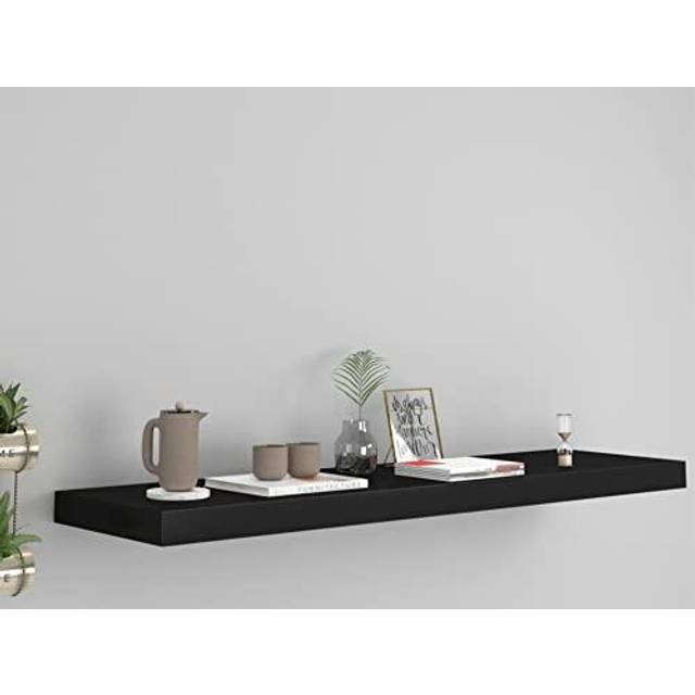 Svävande vägghylla svart 90x23,5x3,8 cm MDF