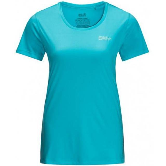(XS, Scuba) Jack Wolfskin Womens Tech Moisture Wicking Quick Drying Lightweight T-Shirt