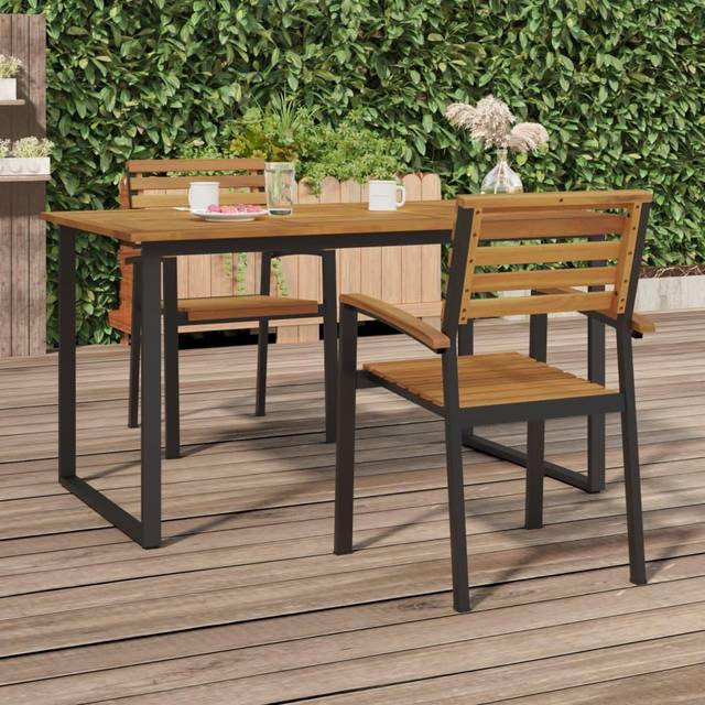 (2 pcs) vidaXL Stackable Chairs Stacking Dining Chair Lounge Chairs Solid Wood Acacia