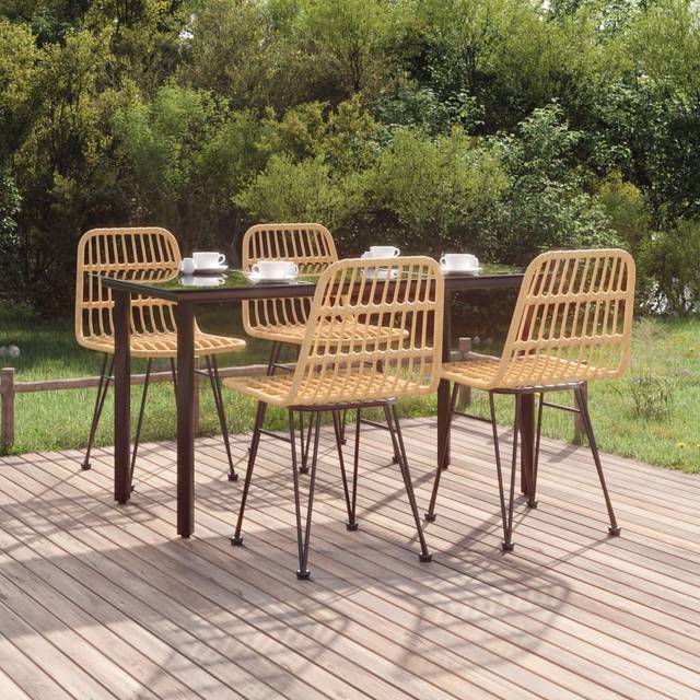 Vidaxl 5 Piece Garden Dining Set Poly Rattan
