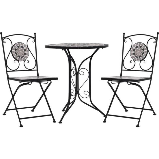 vidaXL 3 Piece Mosaic Bistro Set Ceramic Tile Grey, Grey