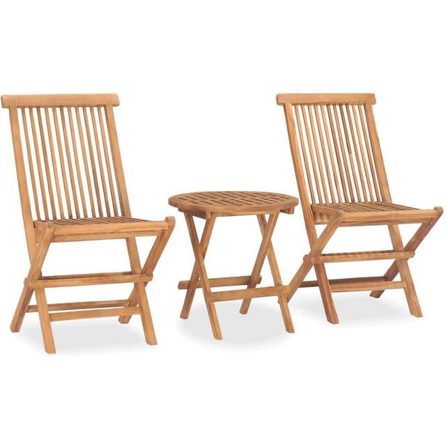 vidaXL 3 Piece Folding Outdoor Dining Set Solid Teak Wood - Brown