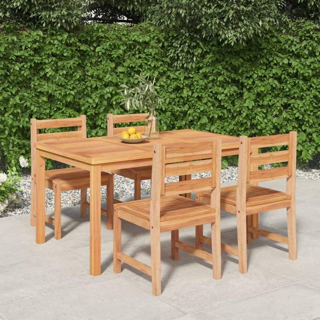 5 Piece Garden Dining Set Solid Wood Teak Vidaxl