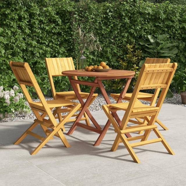 vidaXL 5 Piece Garden Dining Set Solid Wood Teak - Brown