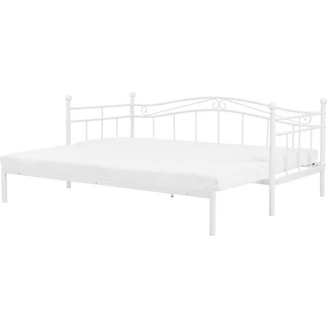 Beliani Trundle Bed Metal Tulle 90 X 200 Cm Eu Single White, White