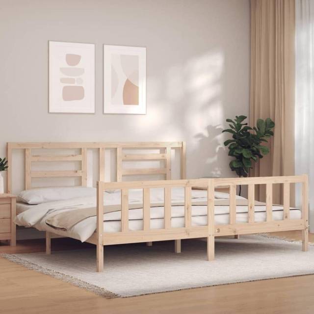 vidaXL Bed Frame without Mattress 200x200 cm Solid Wood Pine - Brown