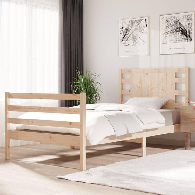 vidaXL Bed Frame without Mattress 75x190 cm Small Single Solid Wood Pine - Brown