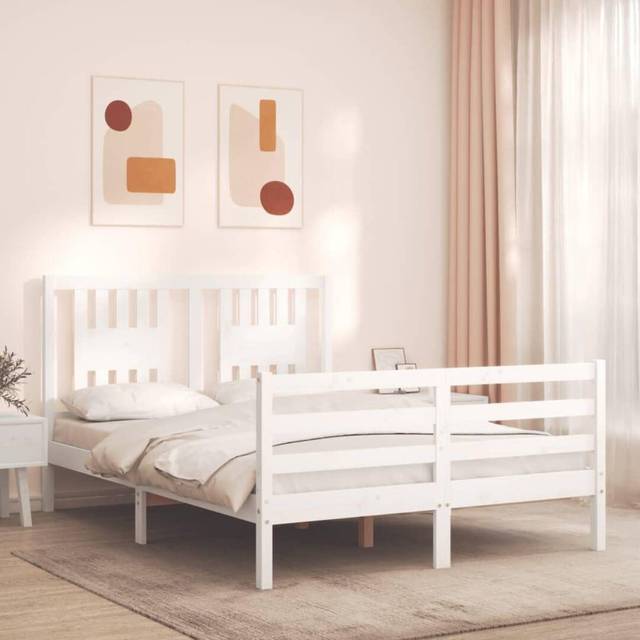 vidaXL Bed Frame without Mattress White 120x200 cm Solid Wood