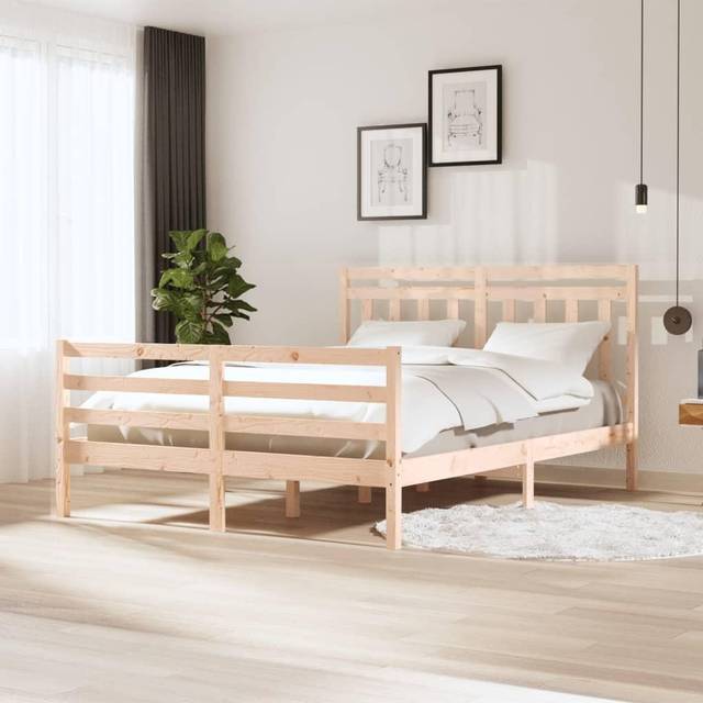 vidaXL Bed Frame without Mattress King Size Solid Wood - Brown