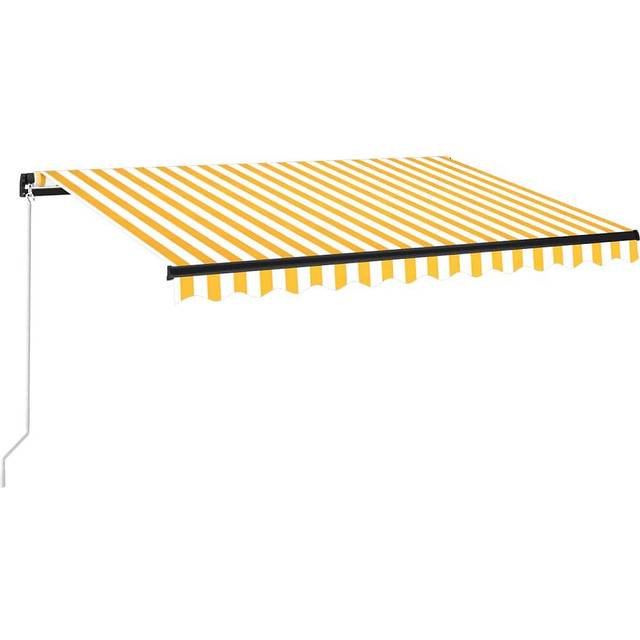 vidaXL Manual Retractable Awning 350x250 cm Yellow and White