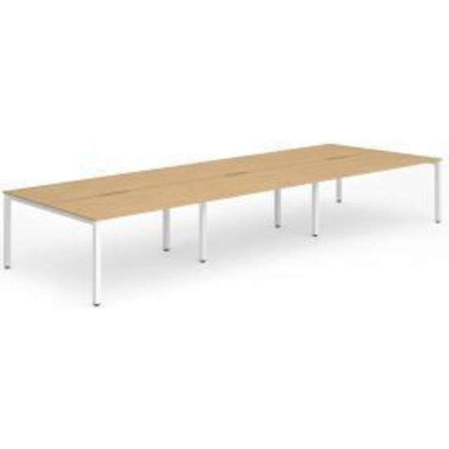 Evolve B2B White Frame Bench Desk 1400 Beech (6 Pod) - BE273