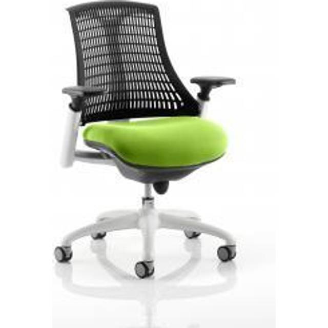 Flex Task Operator Chair White Frame Black Back Bespoke Colour Seat Myrrh Green