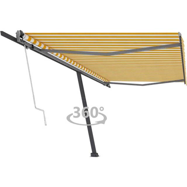 Fristående markis automatisk 500x300 cm gul/vit